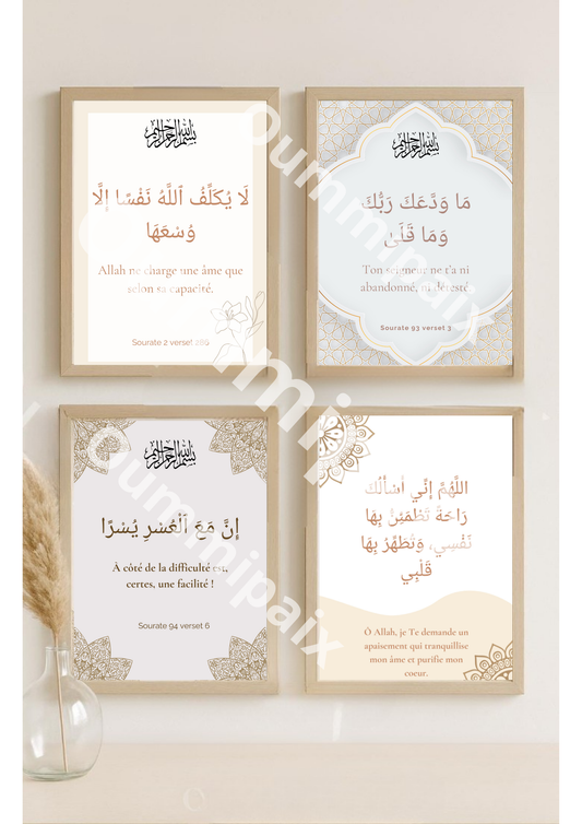 Pack 4 affiches à imprimer "Apaisement"