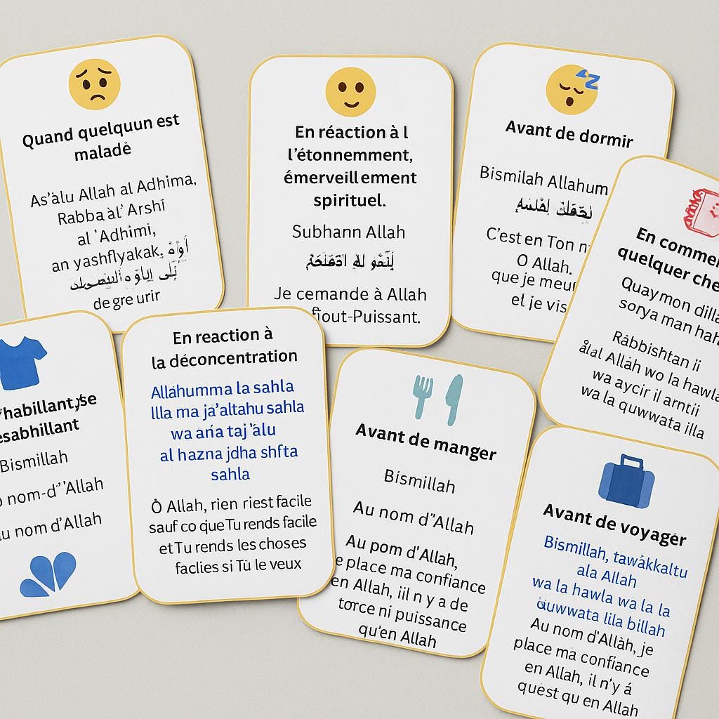 Mes premières invocations – 24 Cartes éducatives enfant 3-10 ans | Doua à imprimer